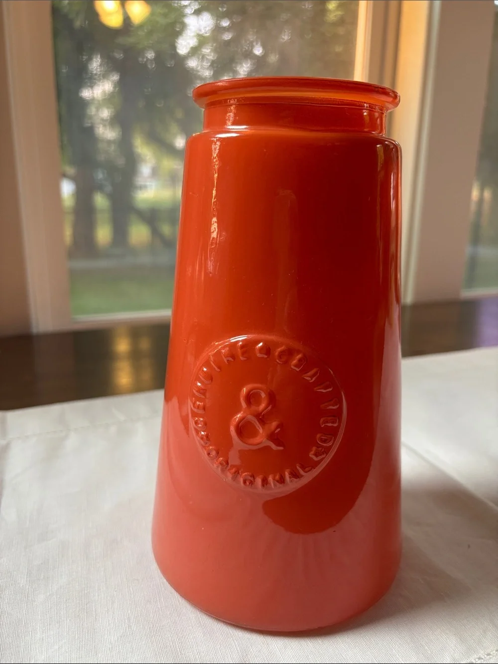 Vintage DPS Industries Orange Glossy Ceramic Vase 8.5”